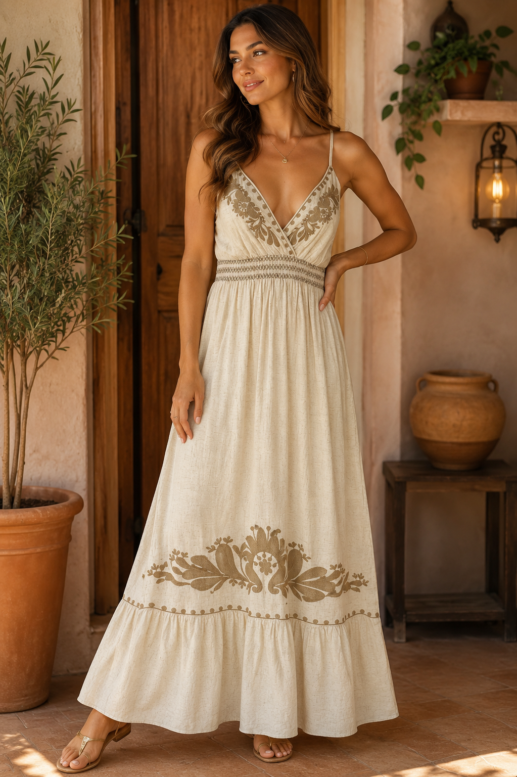 Vestido Longo Boho Bordado