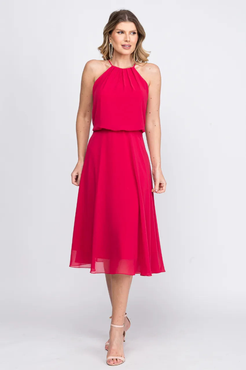 Vestido Midi Halter Chiffon