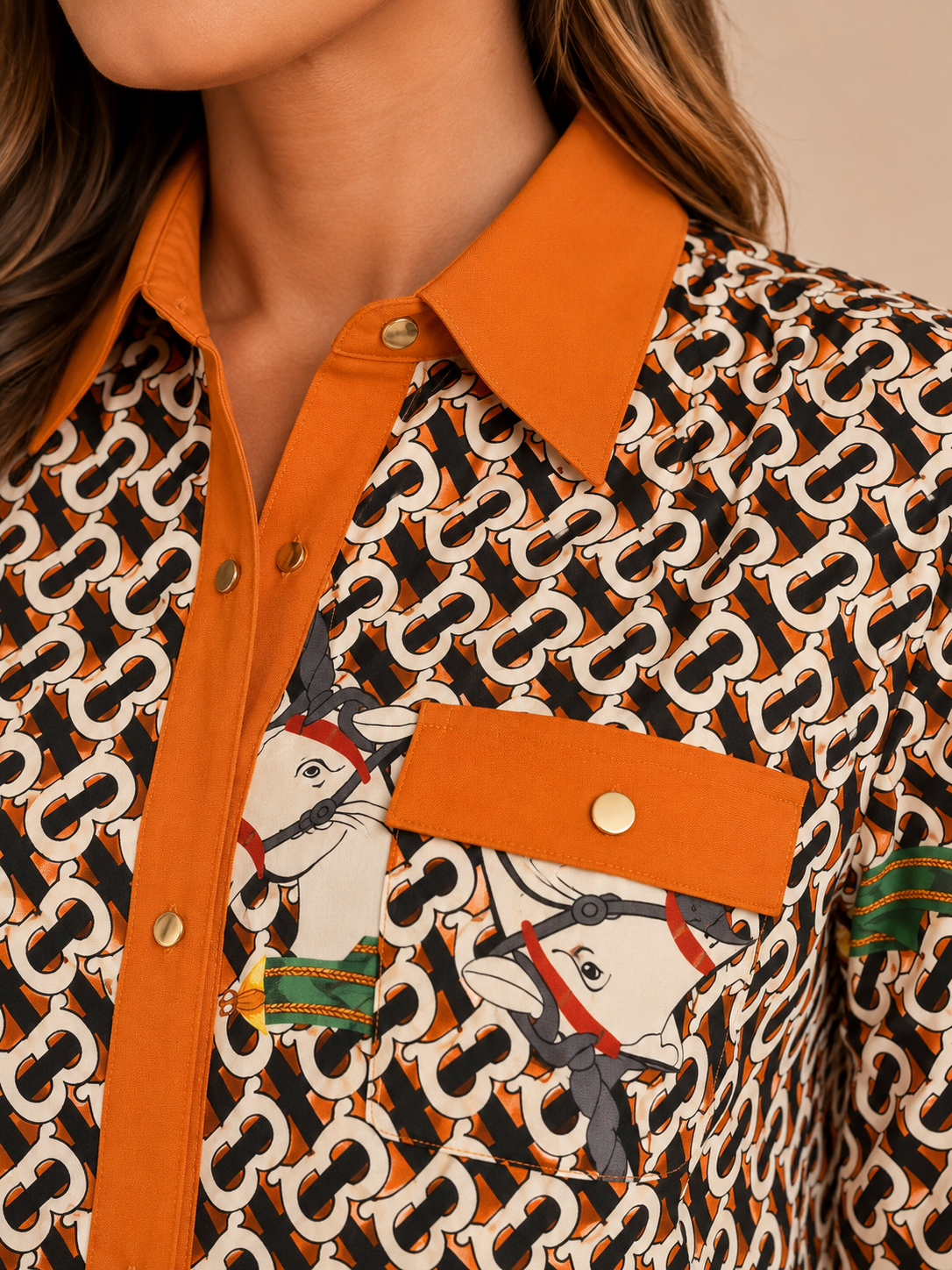 Camisa Estampada Equestre Premium