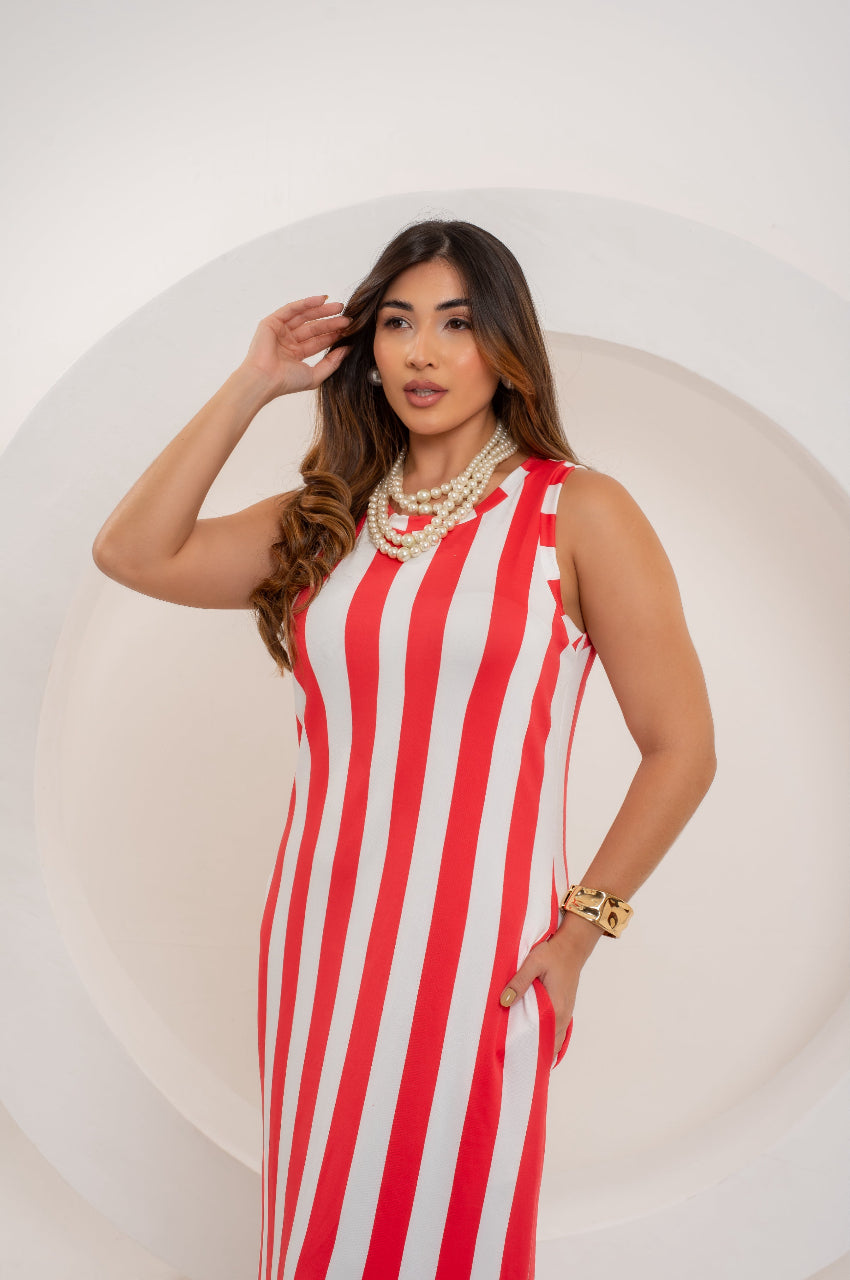 Vestido Longuinho Listrado